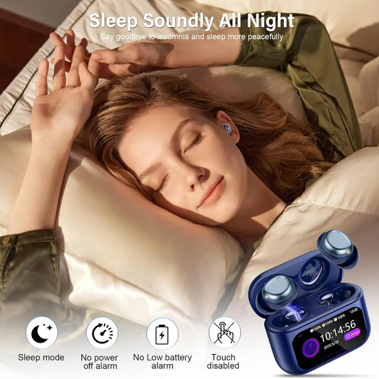 Sleep Earbuds Bluetooth 5.4 in Ear Touch Screen Sleep Headphones, Small Design Mini Sleep Earbuds for Side Sleepers with Sleep Mode, 48H Playtime Sleep Earphones Clear Calls, Rose