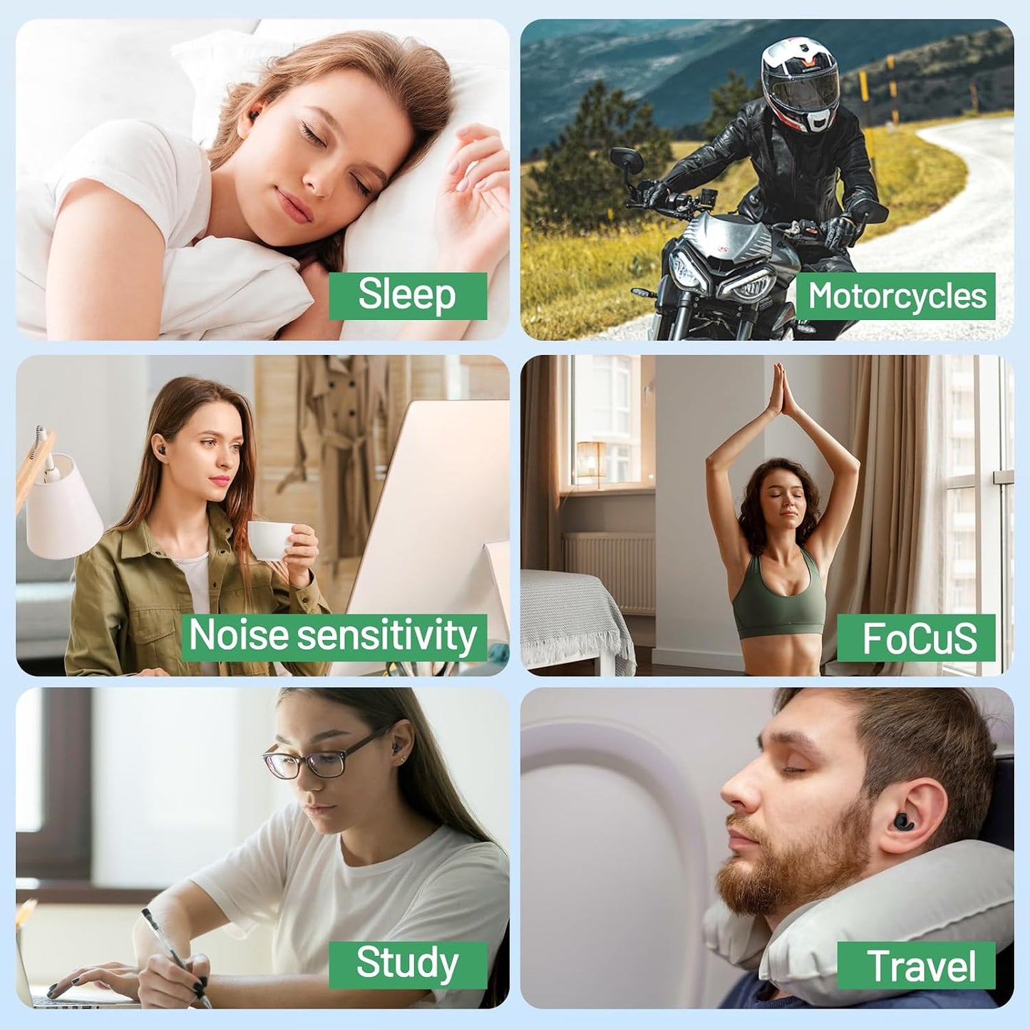Noise Cancelling Ear Plugs Sleep 50dB NRR Side Sleep Small Ear | ultra soft silicone, reusable one-piece design, 4 sizes included, portable case