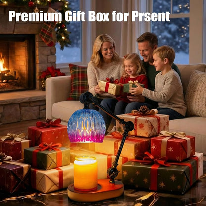 Candle Warmer Lamp, Dimmable Wax Melting Warmer with Adjustable Height, Bedroom Living Room Home Decor, Birthday Relaxation Gifts for Women (Green, Wave)