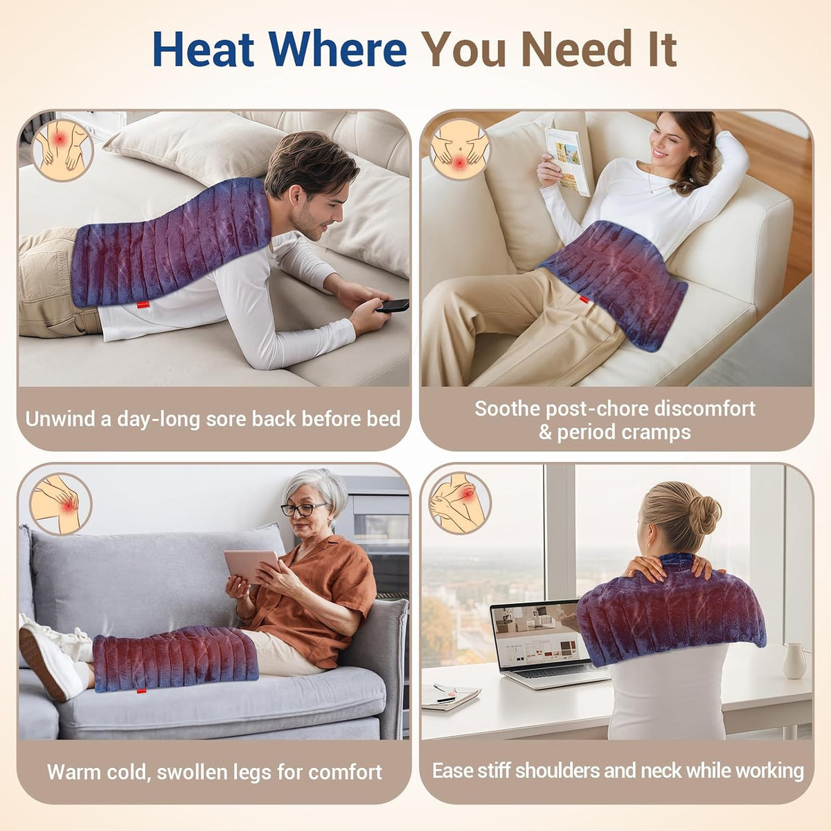 Comfytemp 12" x 22" Large Microwavable Moist Heating Pad for Back, 3.6 lb