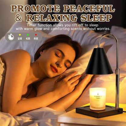 Modern Candle Warmer Lamp with Timer, Dimmable Candle Lamp Warmer, Mothers Day Birthday Gifts for Women Men, Black Candle Warmer, Adjustable Candle Light Warmer, Cozy Living Room Bedroom Home Decor