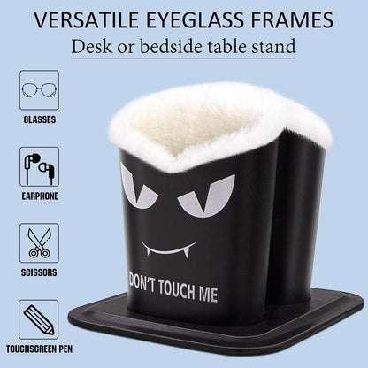 bvya Double Eyeglasses Holder Plush Lined Stand Glasses Protective Holder
