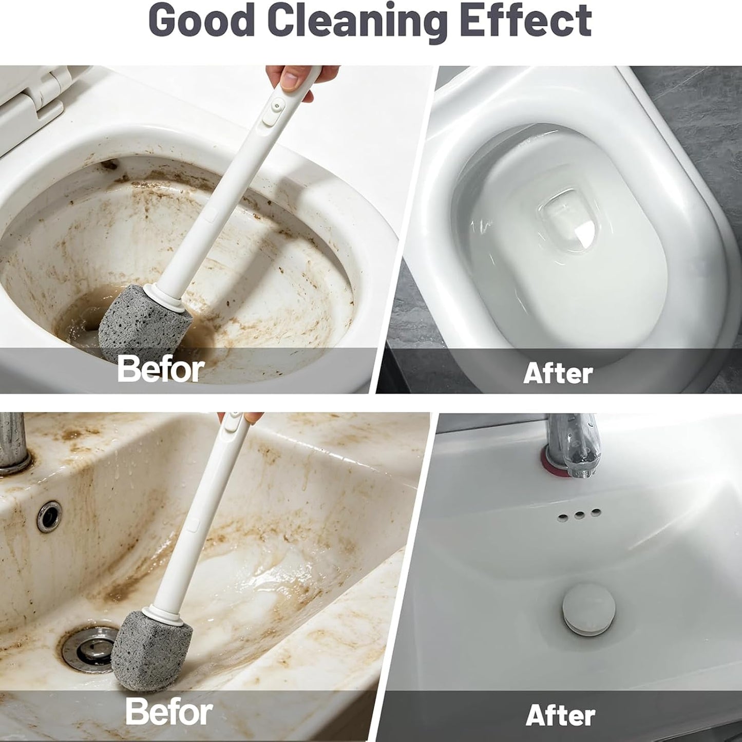 2026 Upgrade Pumice Stone Toilet Bowl Cleaner for Toilet Bath Kitchen Household Cleaning,11.8Inch Bathroom Cleaner Brush Toilet Wand+ Pumice Stones (7 Pack)