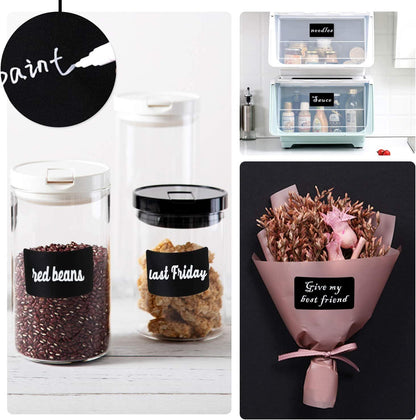 Chalkboard Label 240 Pcs Waterproof Reusable Labels for Food Containers Chalk Sticker Labels with 3 Liquid Chalk Markers for Mason Jars, Parties Decoration, Craft Rooms, Storage, Home, Kitchen