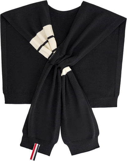 WaJuemy Women's Sweater Shawl Wraps Sleeves Knitted Collar Sweater Scarf Top Casual Lightweight Shoulder Cape Accessories