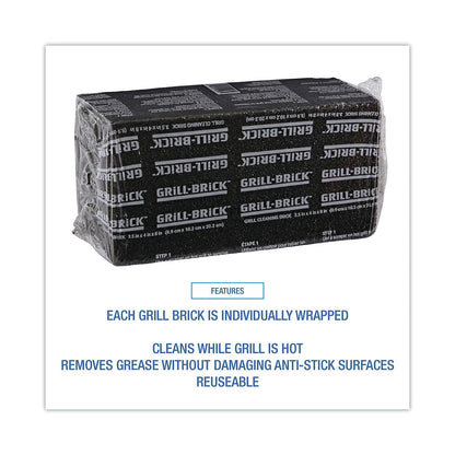 3M Grill-Brick Grill Cleaner GB12, 12 Pack, 3.5 in x 4 in x 8 in | Heavy Duty Grill Bricks, Cleans Away Carbonized Grease and Oil, Flat Top Griddle Cleaning, Commerical Kitchen
