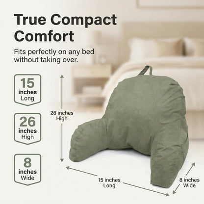 Deluxe Comfort Microsuede Bed Rest - Reading and Bedrest Lounger - Sitting Supprt Pillow - Soft But Firmly Stuffed Fiberfill - Backrest Pillow With Arms, Light Purple