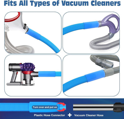 PetOde Dryer Vent Cleaner Kit, Flexible Dryer Lint Vacuum Attachment Compatible with Most Vacuum Cleaner, Blue