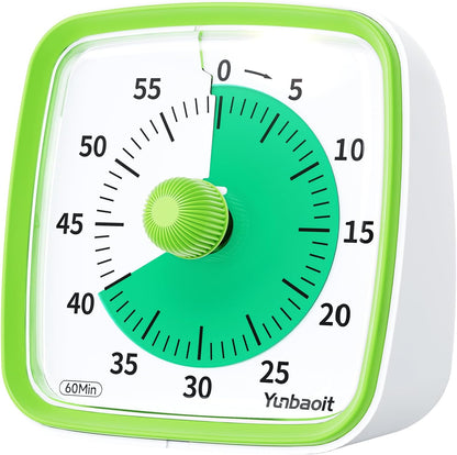 Yunbaoit Visual Timer with Night Light, 60 Minute Countdown, Light Blue | 3 Alarm Modes, Mute Flash, for Kids and Adults, Time Management Tool for Classroom, Home, School, and Work