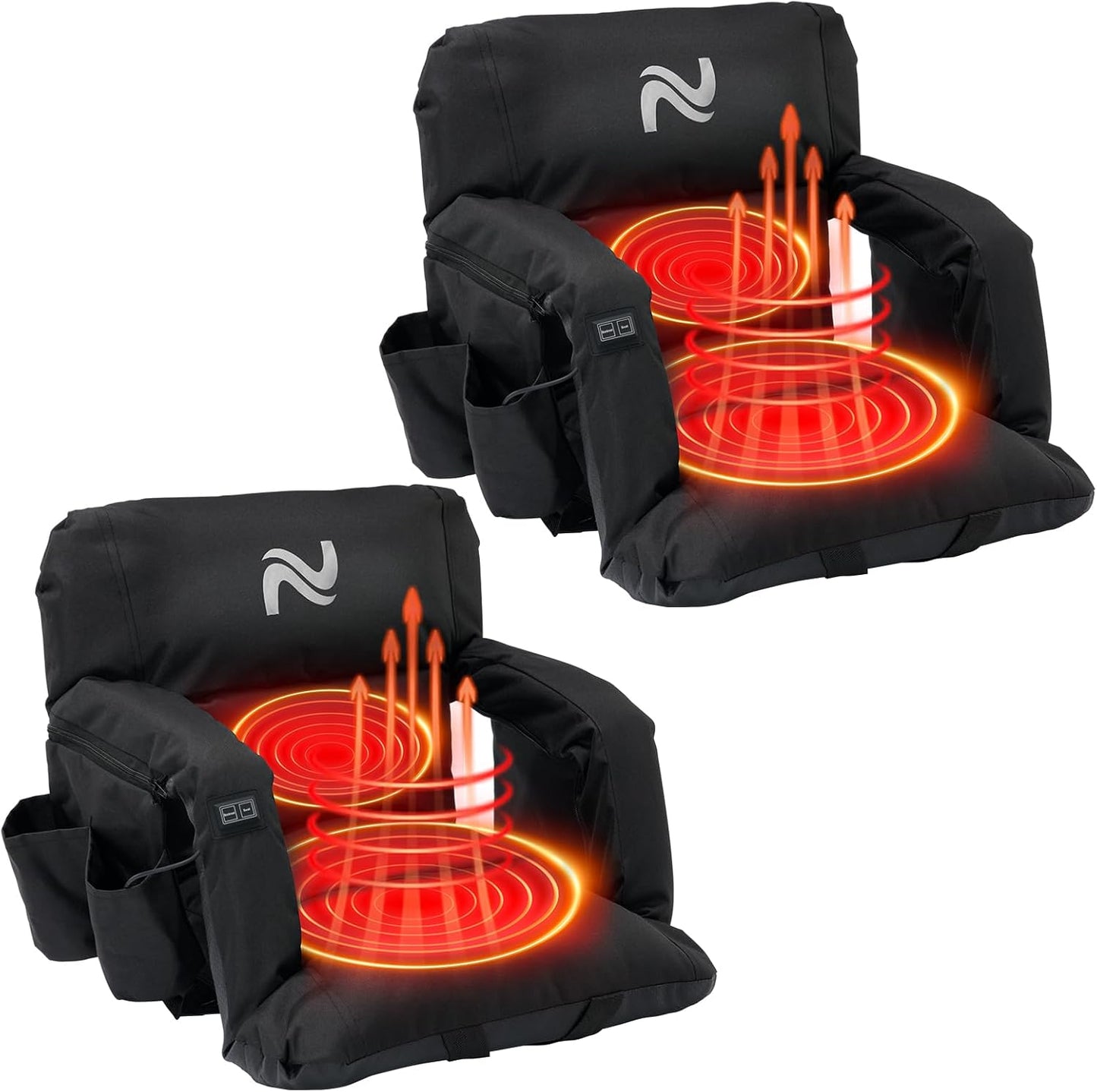 25in 5.12" Extra Thick&Wide Heated Stadium Seat for Bleachers | Sofa Style Design Thick Bleacher Chair With Back and Comfy Cushion, 6 Reclining Positions, 3 Heat Levels (NO Battery)