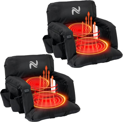 25in 5.12" Extra Thick&Wide Heated Stadium Seat for Bleachers | Sofa Style Design Thick Bleacher Chair With Back and Comfy Cushion, 6 Reclining Positions, 3 Heat Levels (NO Battery)