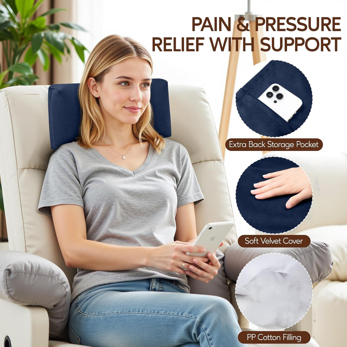 Neck Pillow for Recliner Chair, Adjustable Recliner Pillow for Headrest