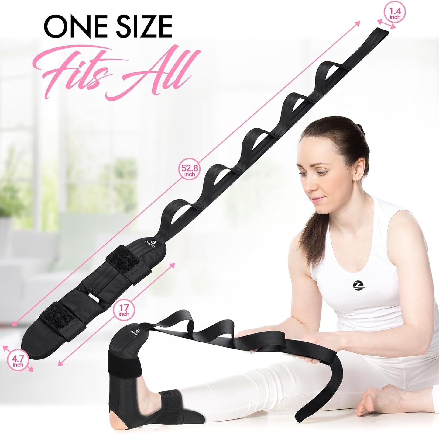 Foot and Calf Stretcher Strap for Physical Therapy and Flexibility | Supports Foot and Calf Stretching for Yoga, Gymnastics and Recovery, Ideal for Plantar Fasciitis Relief
