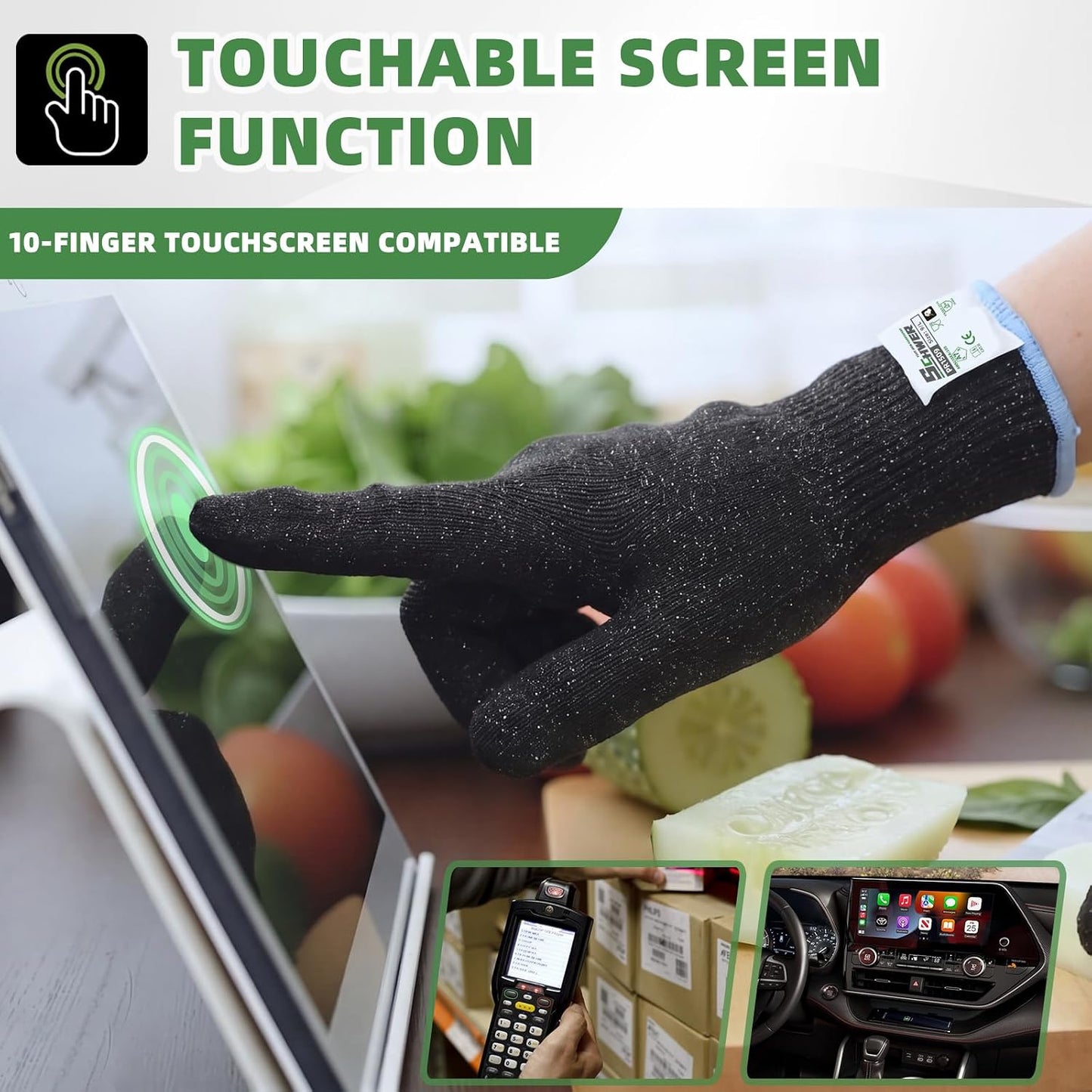Schwer 2 Pairs ANSI A7 Cut Resistant Gloves, Mandoline Glove for Kitchen, Breathable & Comfortable, Food Grade Cutting Gloves for Meat Cutting, Fish Processing, Carving, and Shelling, PR1509, M