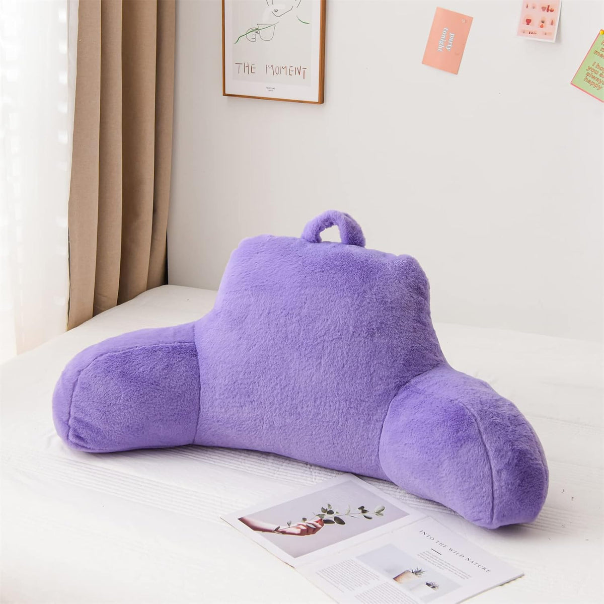 A Nice Night Ivory Reading Pillow, 18.5" Bed Wedge Pillows with Arms
