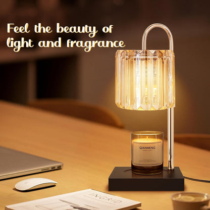 Candle Warmer Lamp with Timer, Electric Candle Warmer for Jar Candles, House Warming Gifts, Modern Home Decor Dimmable Wax Melting Lamp with Large Head, Black, Glass