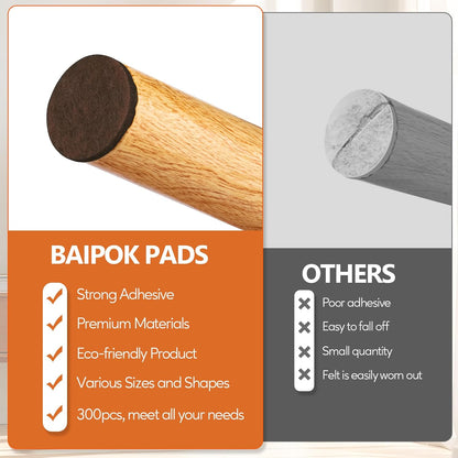 Furniture Pads 300 Pack Furniture Felt Pads for Hardwood Floors, Beige | Huge Quantity Self Adhesive Anti Scratch Floor Protector for Furniture Legs with 60 Cabinet Door Bumpers