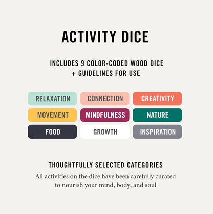 Two Tumbleweeds Mood-Boosting Activity Dice - 9 Wooden Dice for Self-Care & Connection - A Mindful Wellness Tool to Beat Doom-Scrolling - 54 Screen-Free Activities for Calm, Joy & Creativity