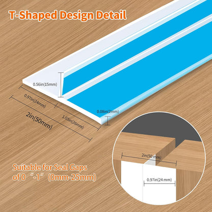 T-Shaped Rubber Weather Stripping Door Seal Extra Thick 2mm, 2 in x 20 Ft Heavy-Duty Alien Draft Seal Insulation Tape for Doors, Windows and Glass Shower Sweep Gaps(Clear)