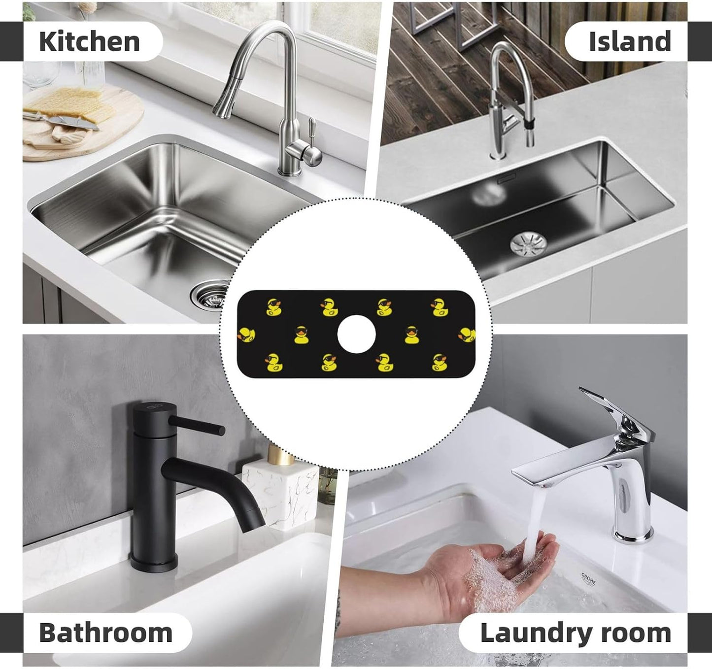 Abstract Flower Blooming Floral Watercolor Kitchen Sink Splash Guard Faucet Mat Super Absorbent Fast Drying Mat Sink Gadgets-Fast Drying Pad Sink Mat For Kitchen Bathroom (15" X 5.5" )