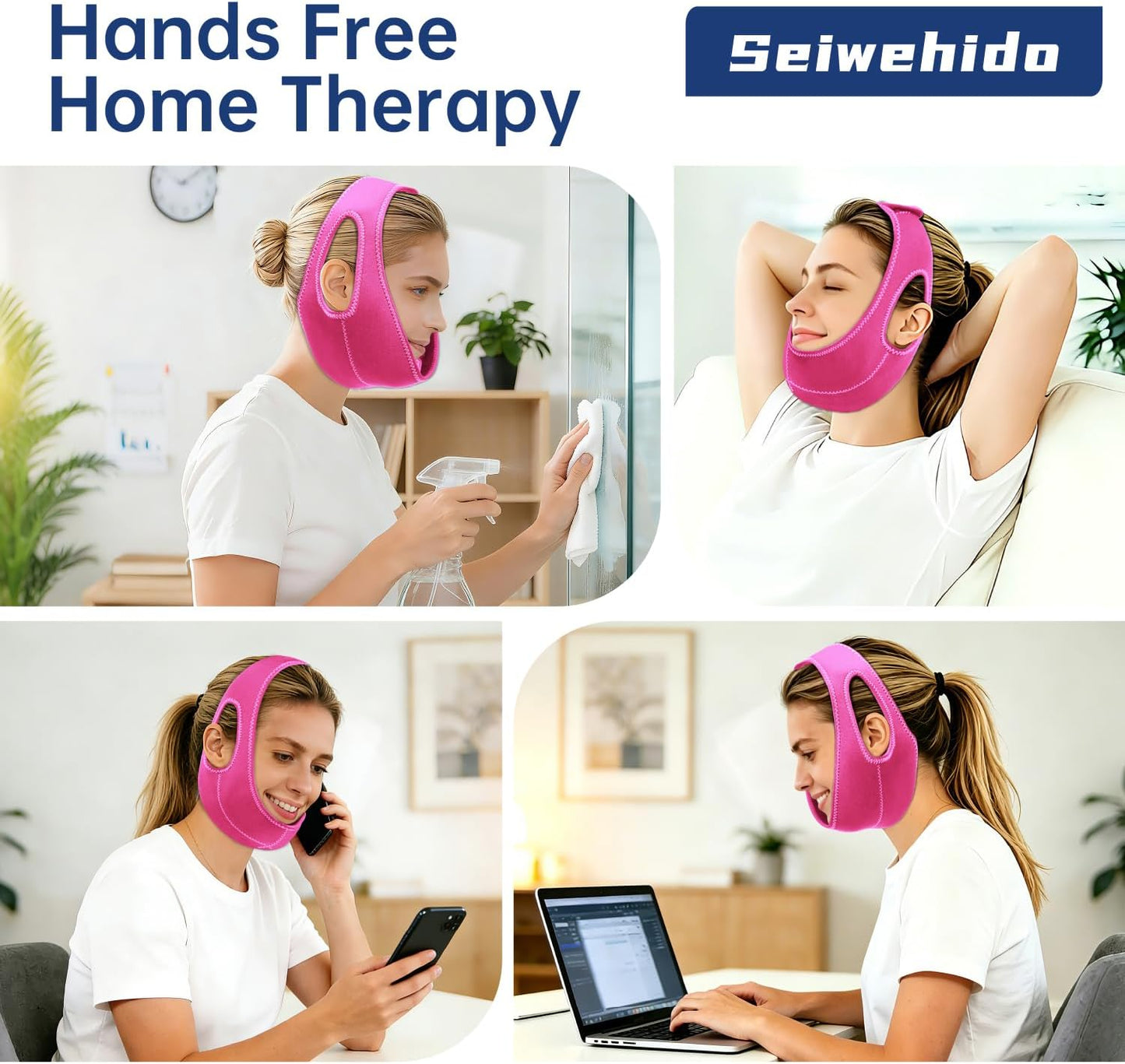 Wisdom Teeth Ice Pack Head Wrap Jaw Face Ice Pack with 4 Gel Packs for Wisdom Teeth Removal Extraction Toothache Pain Relief Facial Face Oral Surgery TMJ Tonsillectomy Recovery Cosmetic Procedure Gift