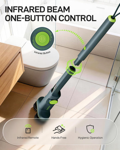 Electric Spin Scrubber Cordless Cleaning Brush | Adjustable Handle and Powerful Motor for Deep Cleaning Bathroom, Tile, Shower, Kitchen and Home Surfaces.