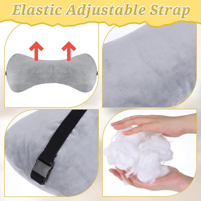 1Pc Neck Headrest Pillow for Recliner Armchairs, Bone Shaped Chair Head Cushion Plush Curve Cervical Roll Pillow with Adjustable Strap for Sleeping Neck Support Pain Relief Car Airplane Travel