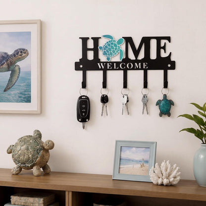 Key Holder Wall Mount Paw Print Metal Key Hooks Organizer Dog Leash Holder with 5 Hooks Rustic Farmhouse Decorative Welcome Home Wall Decor for Entryway Bathroom Dog Lover 9.8 Inch