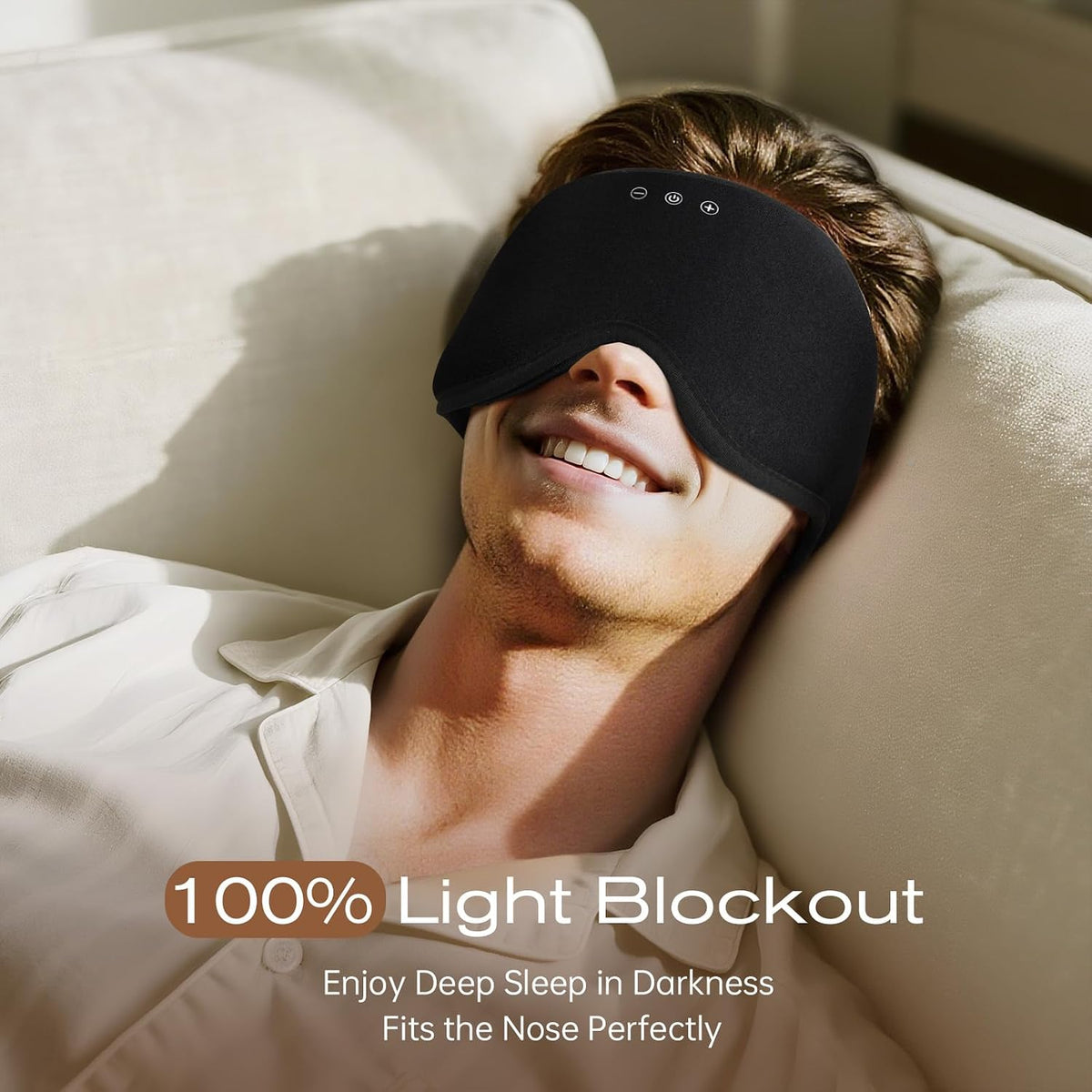 Bluetooth Sleep Headphones for Side Sleepers with Timming Setting, 100% Blackout 3D Contoured Eye Mask for Sleeping & Music Auto Shut Off, Breathable No Pressure for Side Sleeper Travel