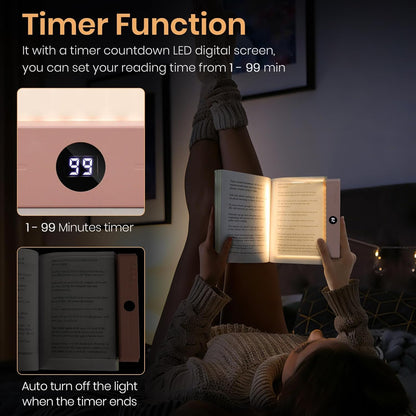 LED Book Light, 3 Color Temps & Stepless Dimming, Night Reading with Timer | 2-In-1 Rechargeable Clear LED Flat Reading Light and Night Light. Perfect for Night Reading and Bookish Gifts(Black)
