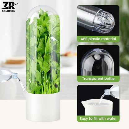Fresh Herb Keeper, Acrylic Storage Container for Refrigerator, Storage for Herbs Airflow Optimized Lid - Triples Herb Life Vegetables for Fridge Fresh Herb Keeper Crisp Greenery (4)