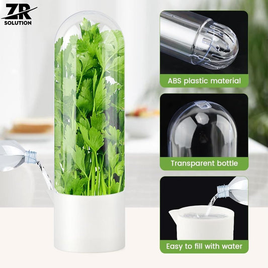 Fresh Herb Keeper, Acrylic Storage Container for Refrigerator, Storage for Herbs Airflow Optimized Lid - Triples Herb Life Vegetables for Fridge Fresh Herb Keeper Crisp Greenery (4)
