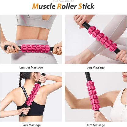 SUBCULTUREPICK 5 in1 Foam Roller Set, Trigger Point Foam Roller Deep Tissue