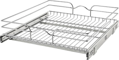 Rev-A-Shelf Pullout Organizer for Cabinets, Min Opening Width of 18" | STwo-Tier Steel Shelf for Kitchen or Vanity Cabinet Organization, Heavy Gauge Wire Slide Out Storage Basket, 5WB2-1822CR-1