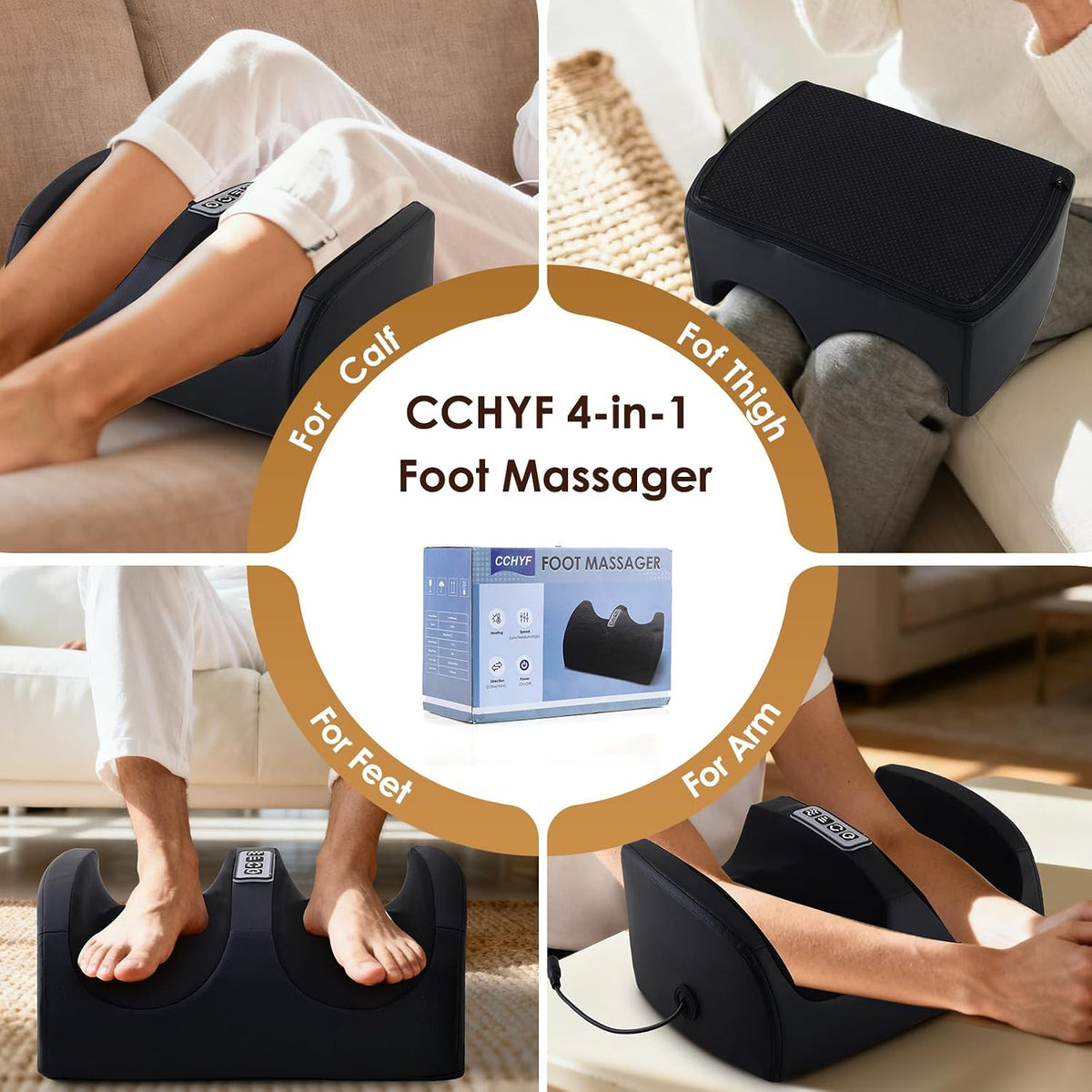 Foot Massager with Heat Electric Foot and Calf Massager Black