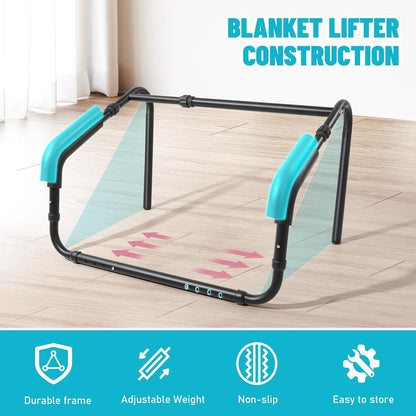 Blanket Lifter for Feet on the Mattress–Height & Width Adjustable Bed Cradle for Feets, Keep Blankets Off Feet with Stable Triangle Structure, Anti-Slip Design & Convenient Storage