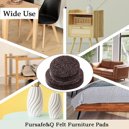 Fursafe&Q Felt Furniture Pads, Furniture Felt Pads for Hardwood Floors -Self Adhesive Chair Leg Floor Protectors, Protect Your Floors from Nicks, Bumps and Scratch,96 Pcs Round Cabinet Door Bumper