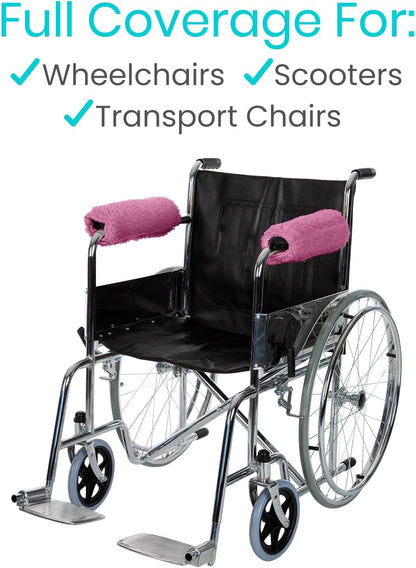 Vive Wheelchair Armrest Pads (2 PCS) - Memory Foam Sheepskin Cushion | Accessories for Transport Electric Wheel Chair Arm Rests - for Adults, Seniors, Handicapped - Soft Support for Office Chair