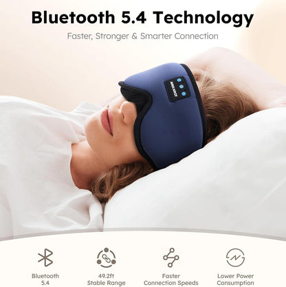 Ice Silk Sleep Mask with Headphones, Sleep Headphones for Side Sleeper with 3D Cups, Bluetooth 5.4 Sleeping Eye Mask, Total Blackout Sleeping Headphones for Women Men (Purple)