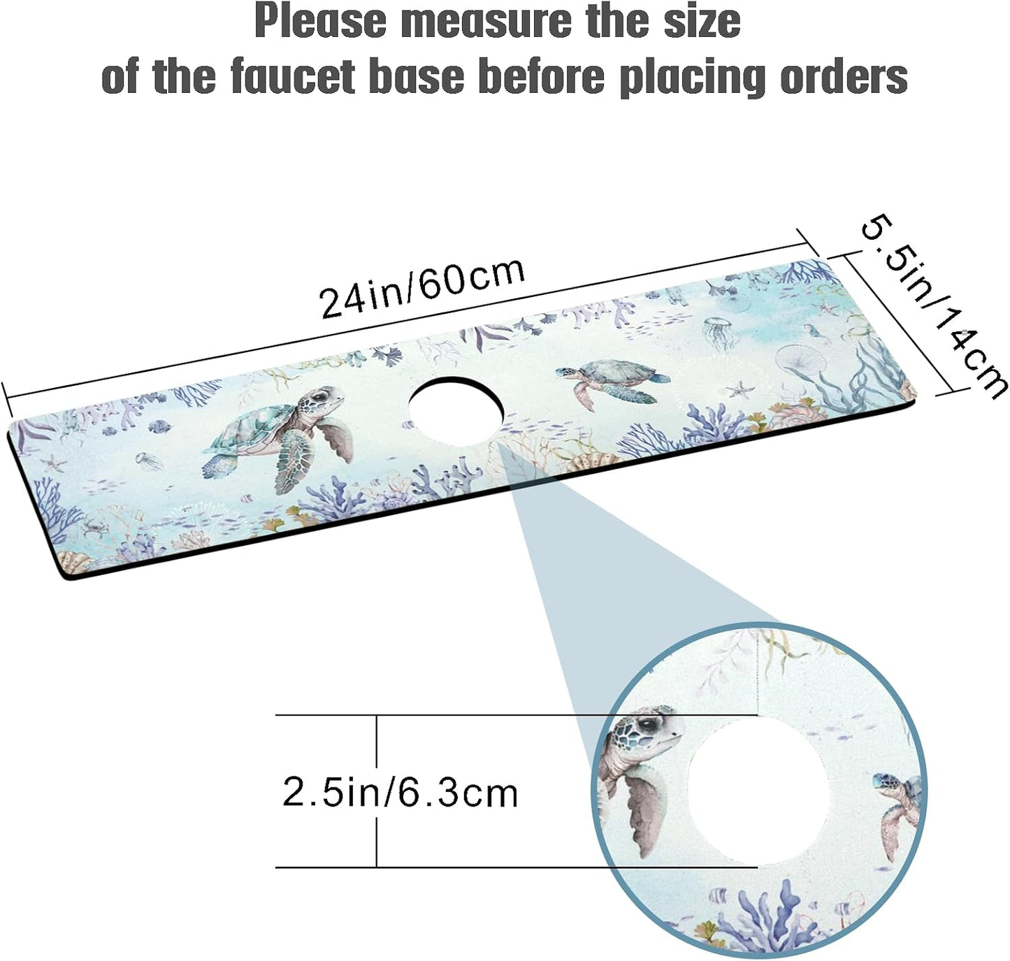 Sink Faucet Absorbing Mat, 2 Pack Drying Mat Around Faucet Sink Splash Guard Behind Faucet Sinkmat For Kitchen Bathroom Island Rv 24 * 5.5 Inch (60 * 14 cm)