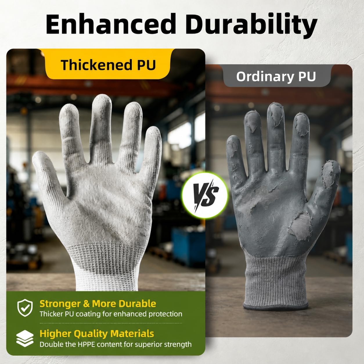 Schwer 3 Pairs A6/A7 (Send Randomly) Cut Resistant Work Gloves, CR7120, L | PU Coated, Non-Slip, Touchscreen, Used for Woodworking, Glass Cutting, Construction, Cargo Handling, Mechanical Maintenance