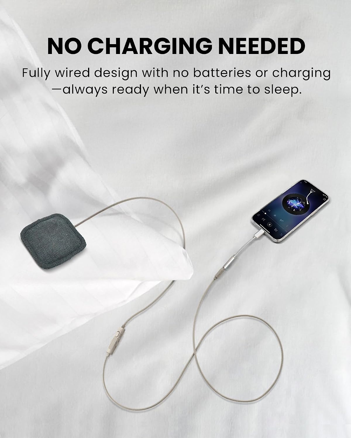Avantree Slumber Mini - Wired Pillow Speaker for Sleeping | Soft Bedtime Audio, No Charging Needed, In-Line Volume Control, USB-C & AUX, Sleep Audio for Podcasts & Audiobooks