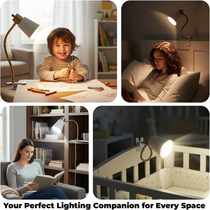 LALISU Desk lamp Eye-Caring Table Lamps, 360°Rotation Gooseneck Clip Lamp