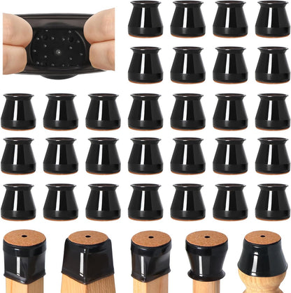 VIUME 24 Pcs Chair Leg Floor Protectors for Hardwood Floors Round | Silicone Covers Felt Pads Furniture Leg Caps Anti-Scratch Reduce Noise Fit (1-5/16" to 2")