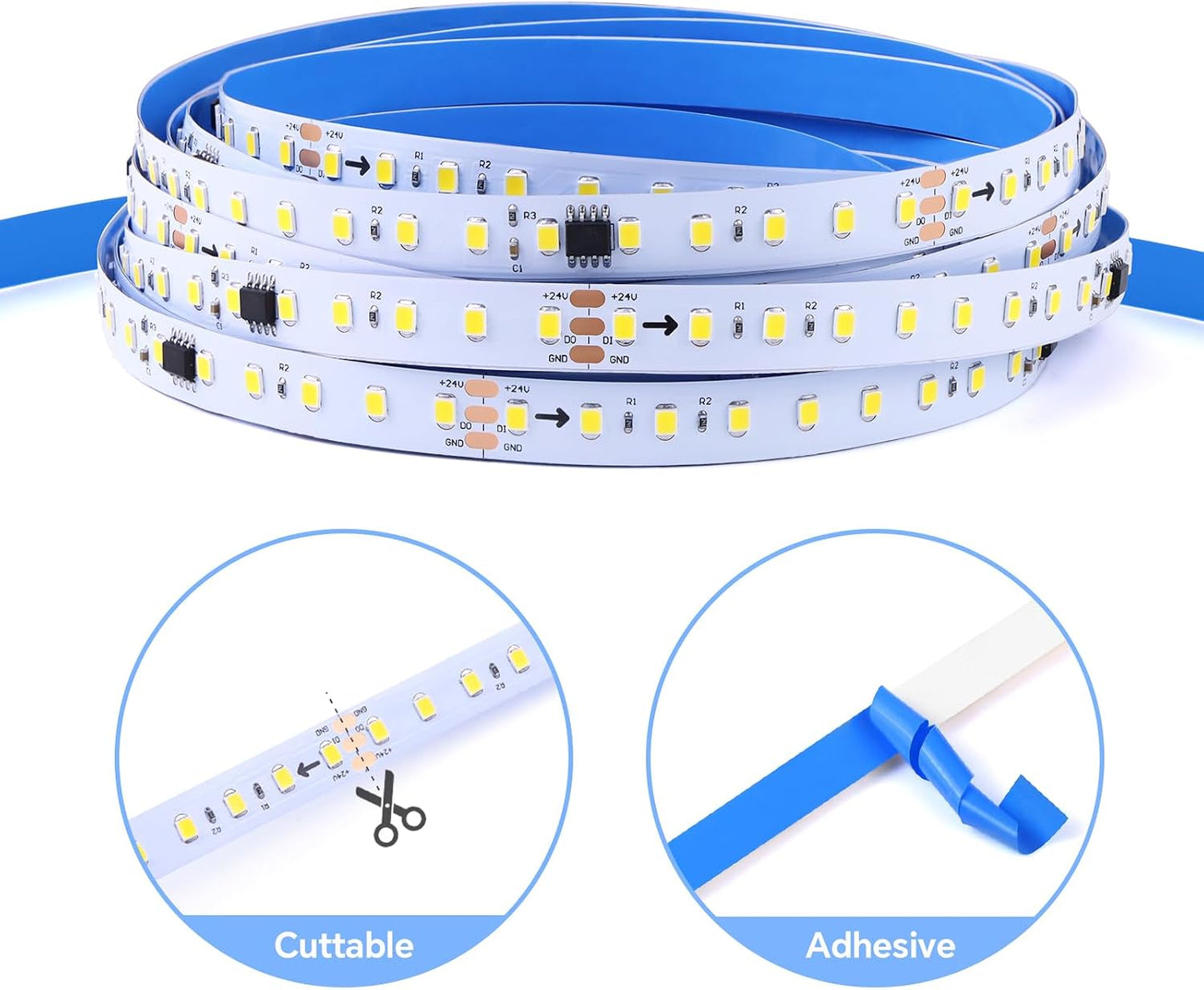 Motion Sensor LED Strip Light Kit 16.4Ft Running Water Flowing | LED Strip Lights Cut&Dimmable, 3000K 24V Motion Activated Flexible Horse Race Tape Light for Room Stair Corridor