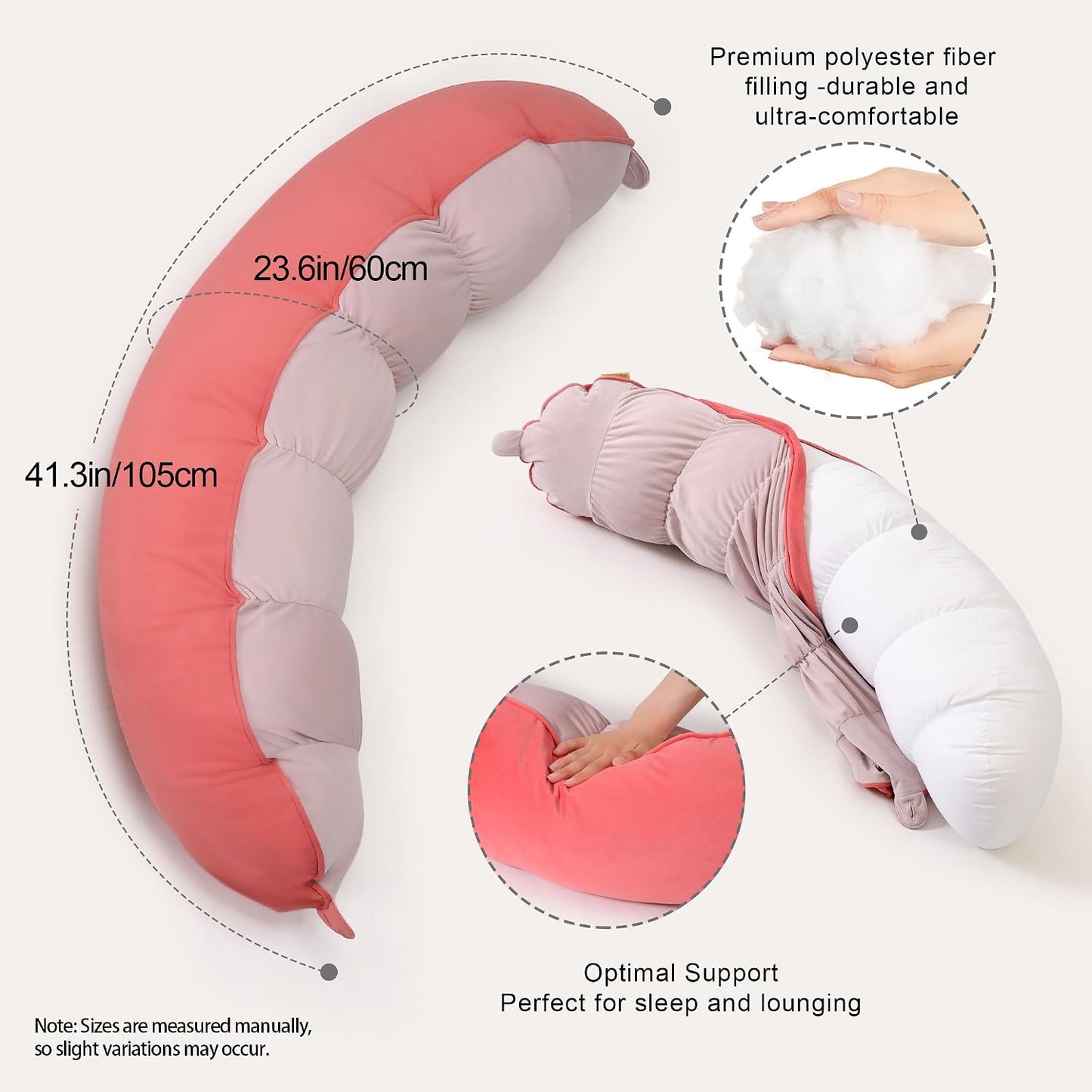 Peallow(Pat. Pend) – Long Round Body Pillow for Adults, Bolster Pillow for Sleeping, Soft and Supportive Pillow for Sleeping & Lumbar Support (Green-White, 29.5")