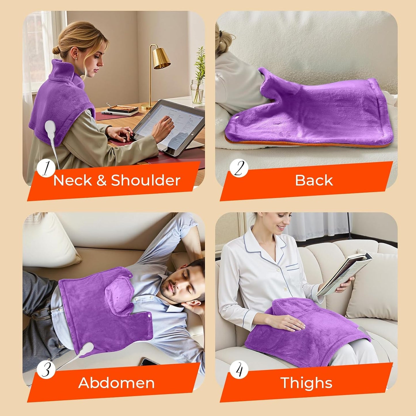 VAAGHANM Heating Pad: Electric Weighted Instant Heat Pad for Neck & Shoulders & Back -6 Heat Options & 6 Auto Timer Mode -for Office/Home/Post-Workout