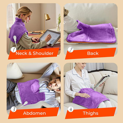 VAAGHANM Heating Pad: Electric Weighted Instant Heat Pad for Neck & Shoulders & Back -6 Heat Options & 6 Auto Timer Mode -for Office/Home/Post-Workout