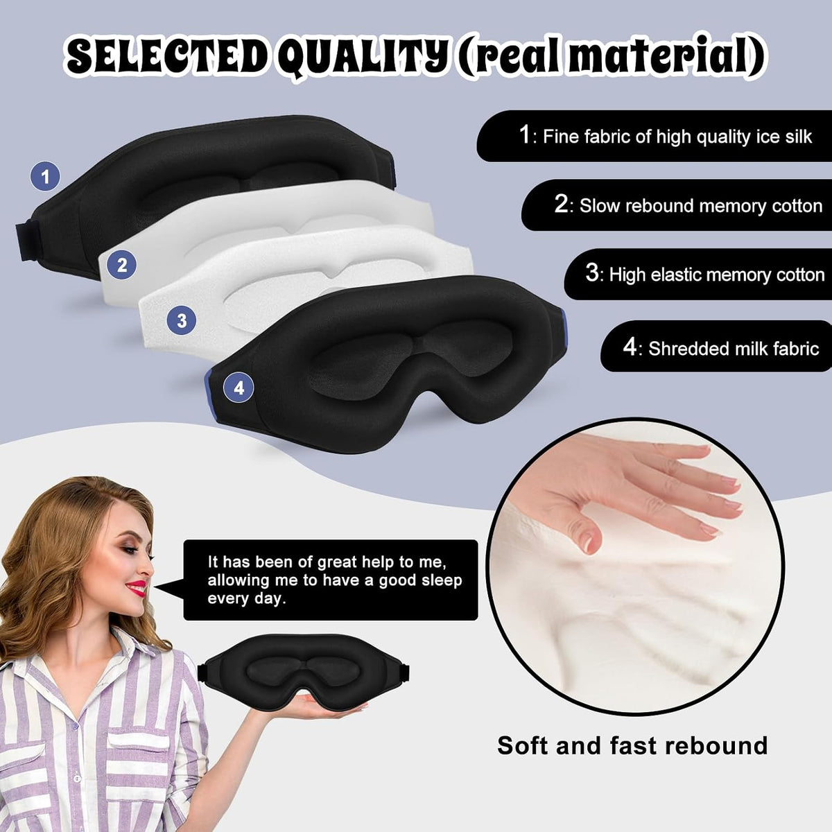 3D Advanced Eye Mask for Sleeping, Ultra Delicate Soft Skin Friendly Eye mask,100% Blackout Sleep Eye Mask for Sleep, Eyelash Extension Sleep mask, Sleeping Eye Masks for Men and Women