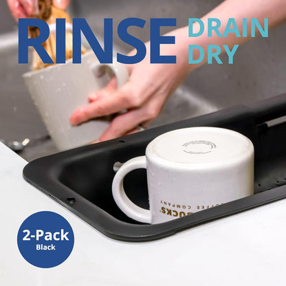 Blue Ginkgo Over Sink Colander, Extendable Kitchen Strainer, Grey | Fits Most Sinks. Rinse, Drain and Dry with Ease.